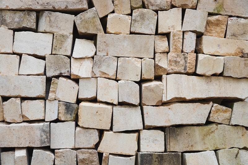 Stacked stone wall with natural rock textures